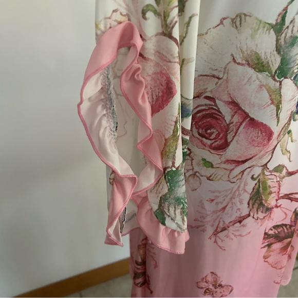 Floral Pink and Cream Tunic Dress, mini dress - Picture 5 of 10